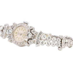 Montre Art Deco or blanc platine diamants - Castafiore