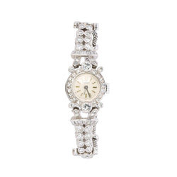 Montre Art Deco or blanc platine diamants - Castafiore