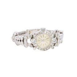 Montre Art Deco or blanc platine diamants - Castafiore