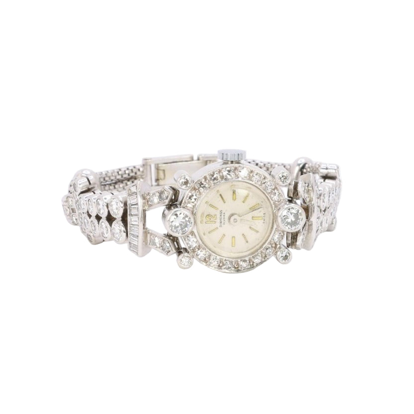 Montre Art Deco or blanc platine diamants - Castafiore