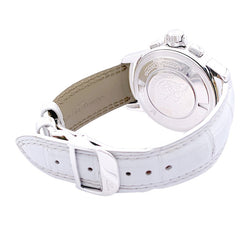 Montre Automatique JAEGER LECOULTRE "Lady Diving Chrono Date" en acier, argent cuir et diamants - Castafiore