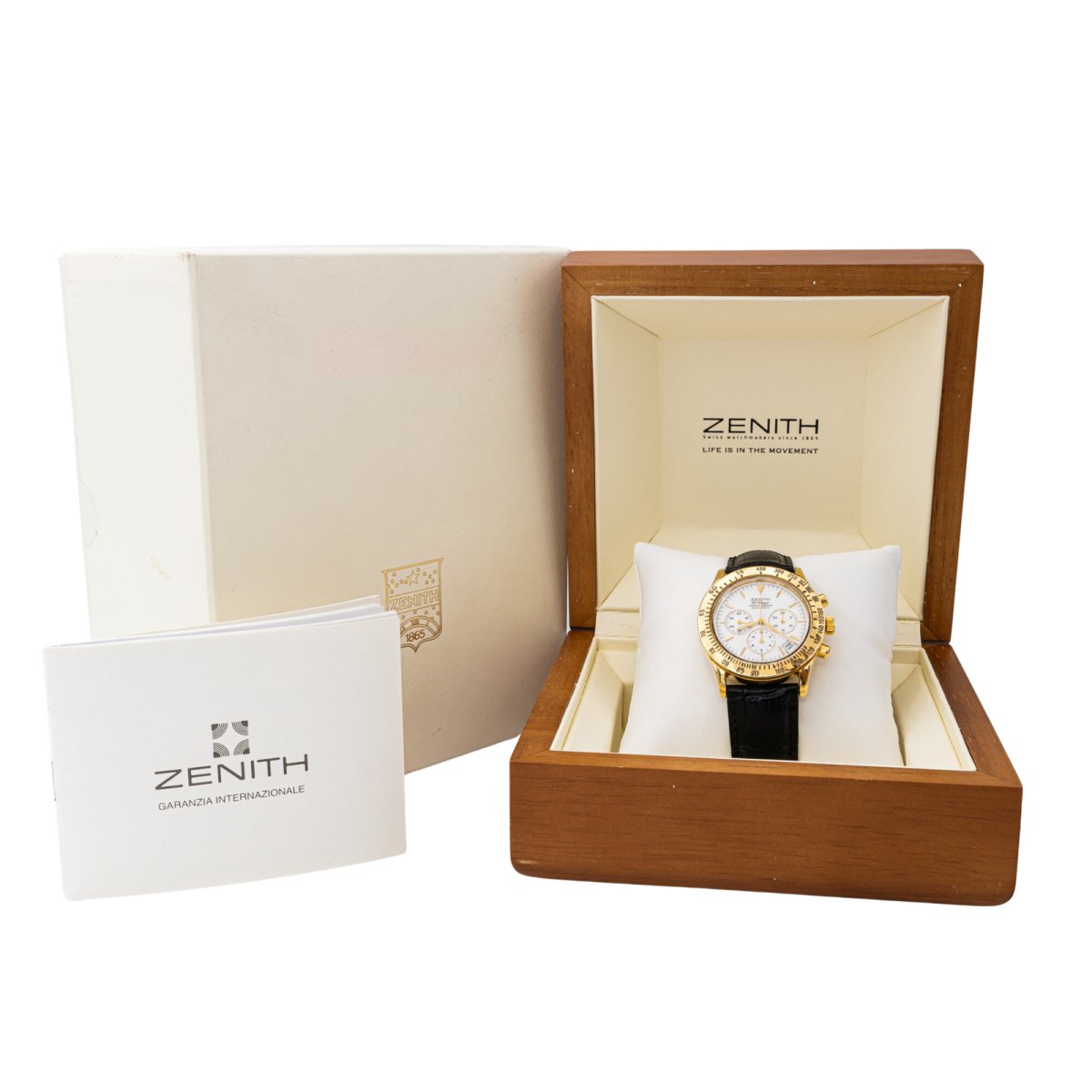 Montre Automatique ZENITH "El Primero" en or jaune et cuir - Castafiore