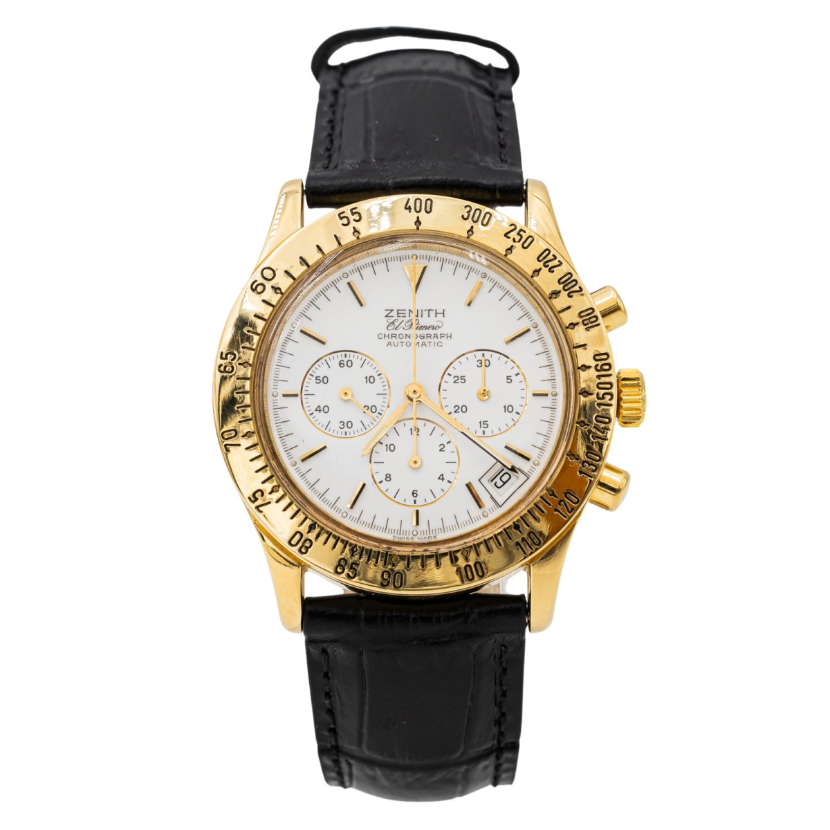 Montre Automatique ZENITH "El Primero" en or jaune et cuir - Castafiore