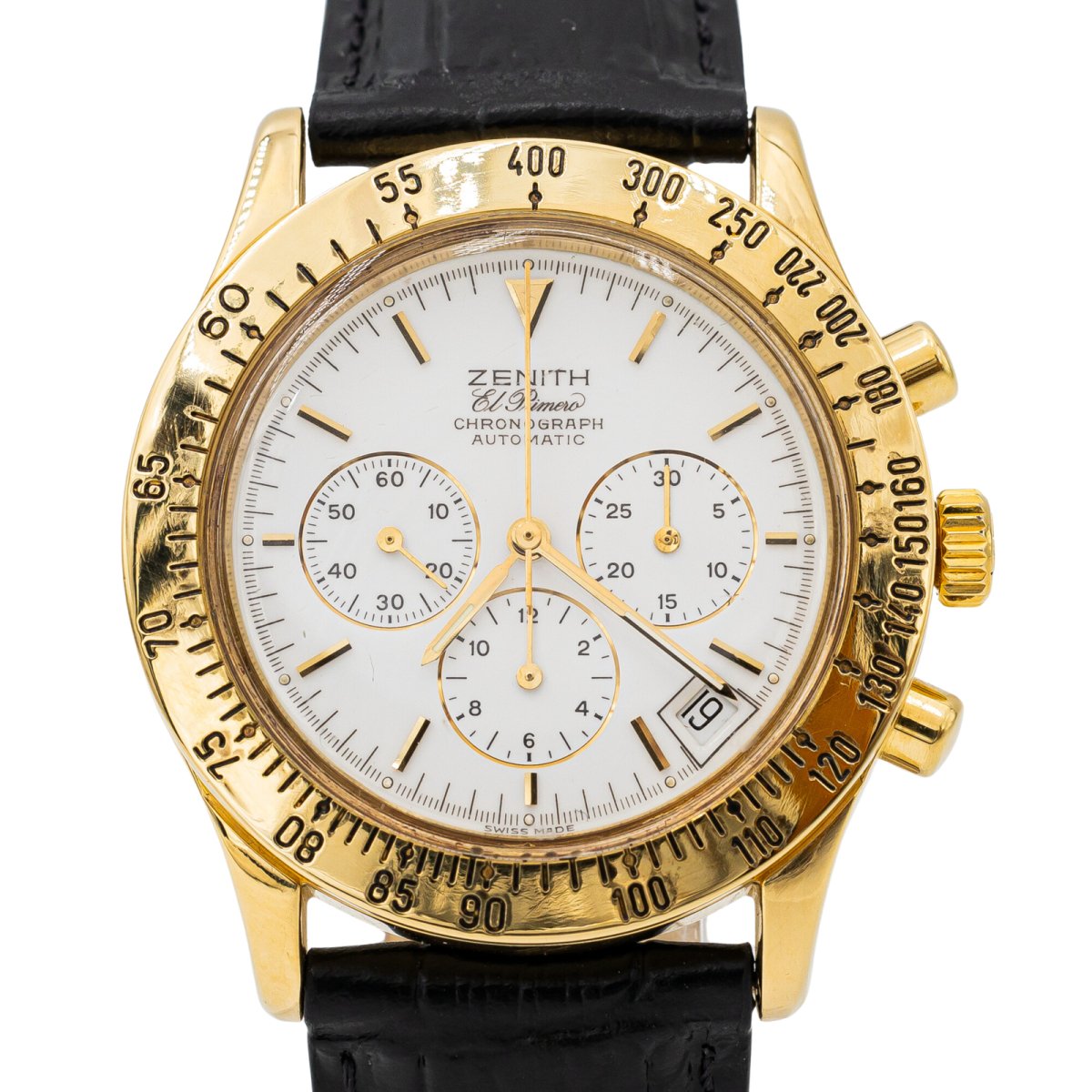 Montre Automatique ZENITH "El Primero" en or jaune et cuir - Castafiore