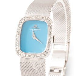 Montre BAUME ET MERCIER en or blanc, turquoise et diamants - Castafiore