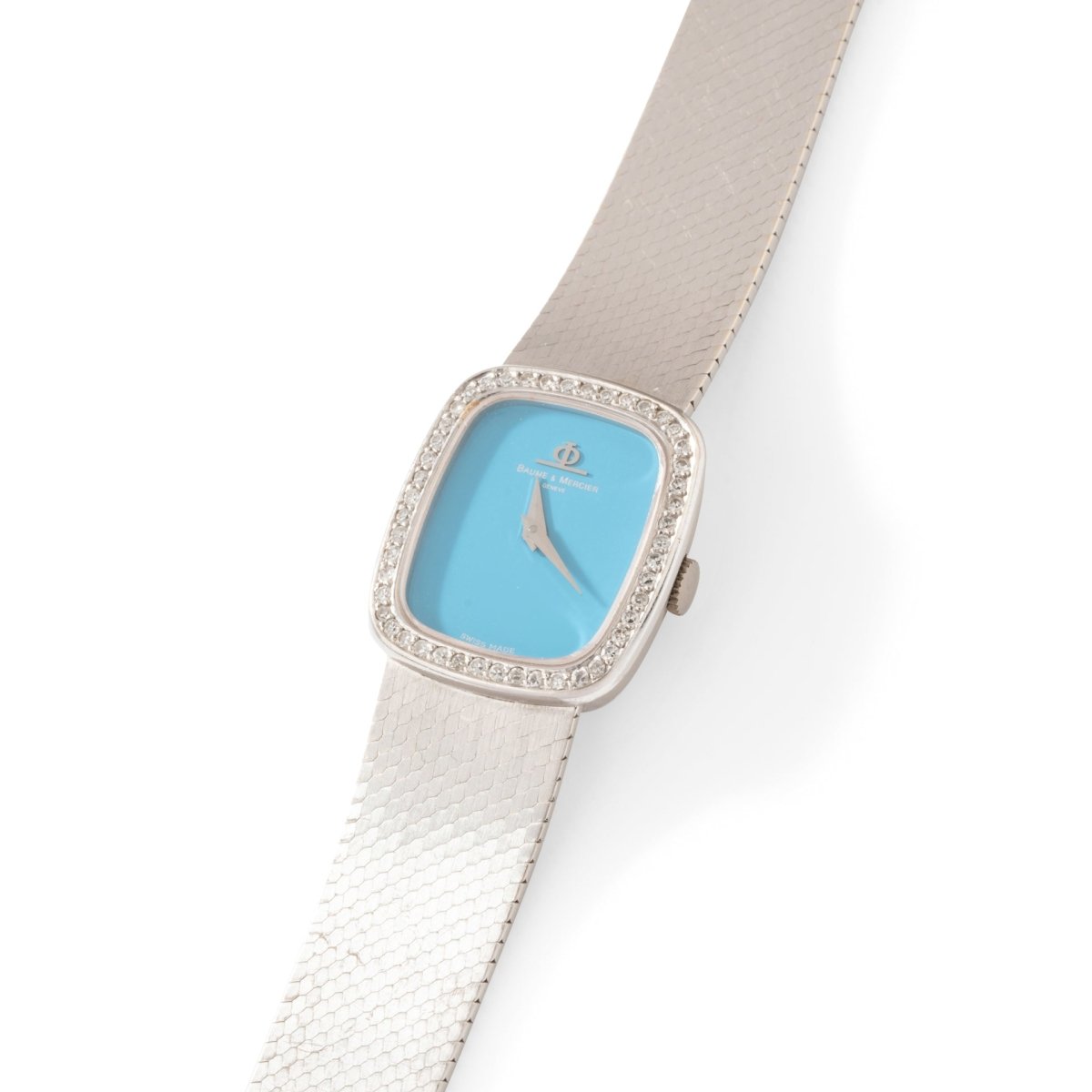 Montre BAUME ET MERCIER en or blanc, turquoise et diamants - Castafiore