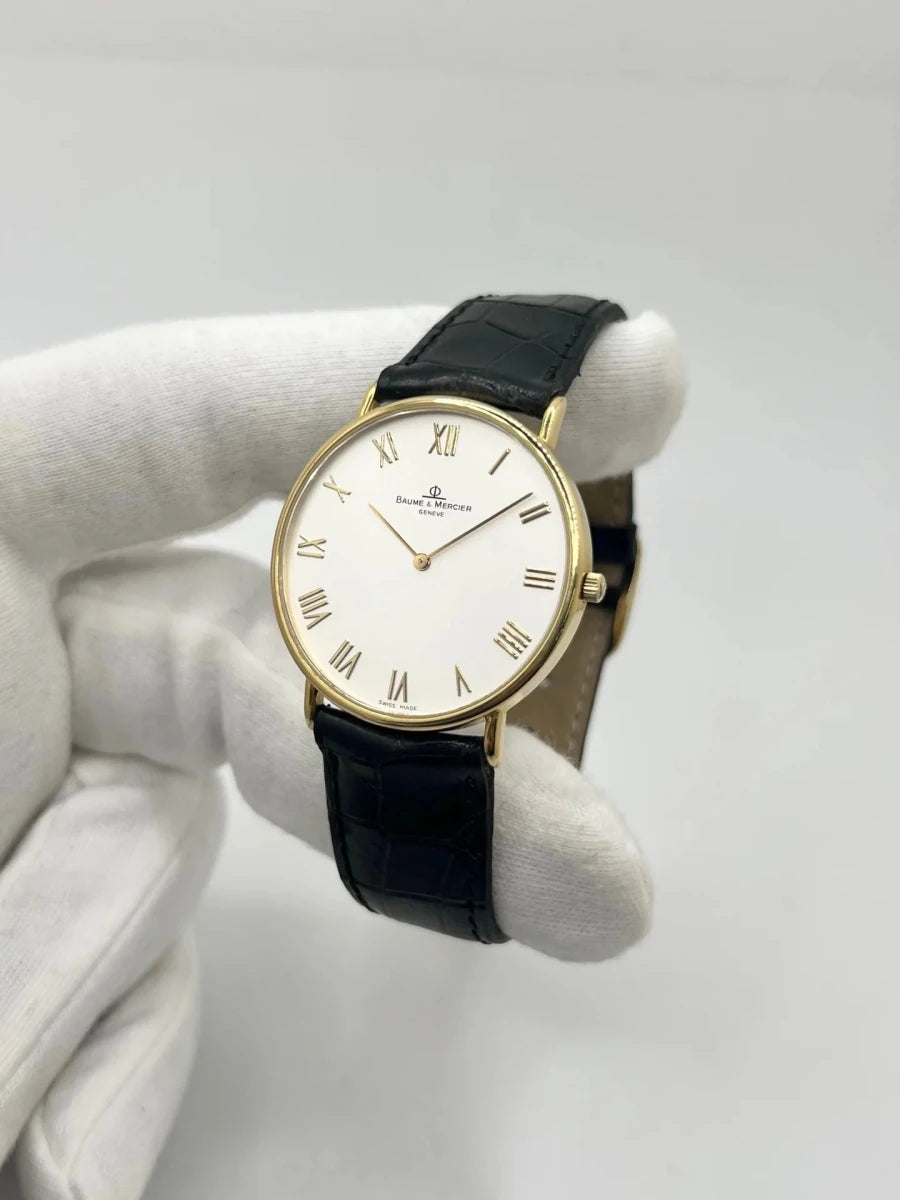 Montre BAUME & MERCIER "Classima" en or jaune, acier et cuir - Castafiore