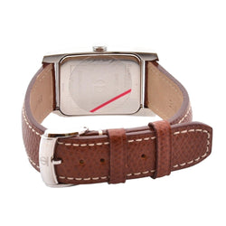 Montre BAUME & MERCIER "Hampton" en acier, cuir et saphir - Castafiore