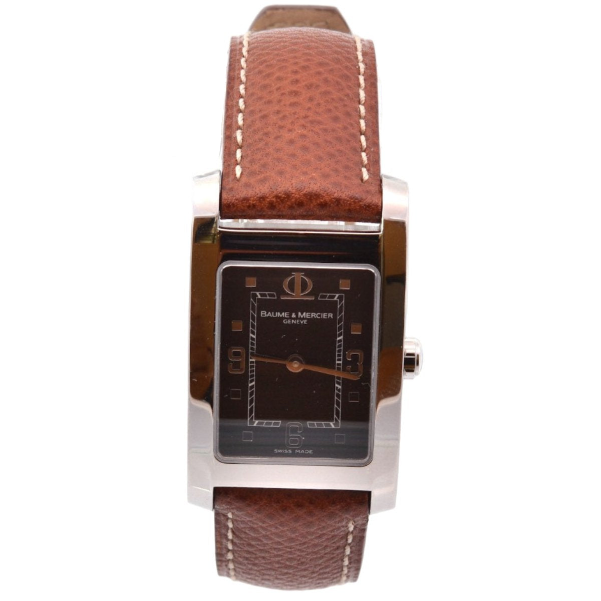 Montre BAUME & MERCIER "Hampton" en acier, cuir et saphir - Castafiore