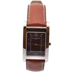 Montre BAUME & MERCIER "Hampton" en acier, cuir et saphir - Castafiore