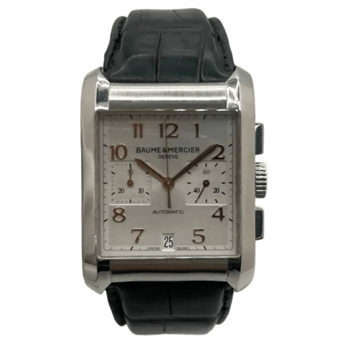 Montre BAUME & MERCIER "Hampton" en acier et cuir - Castafiore