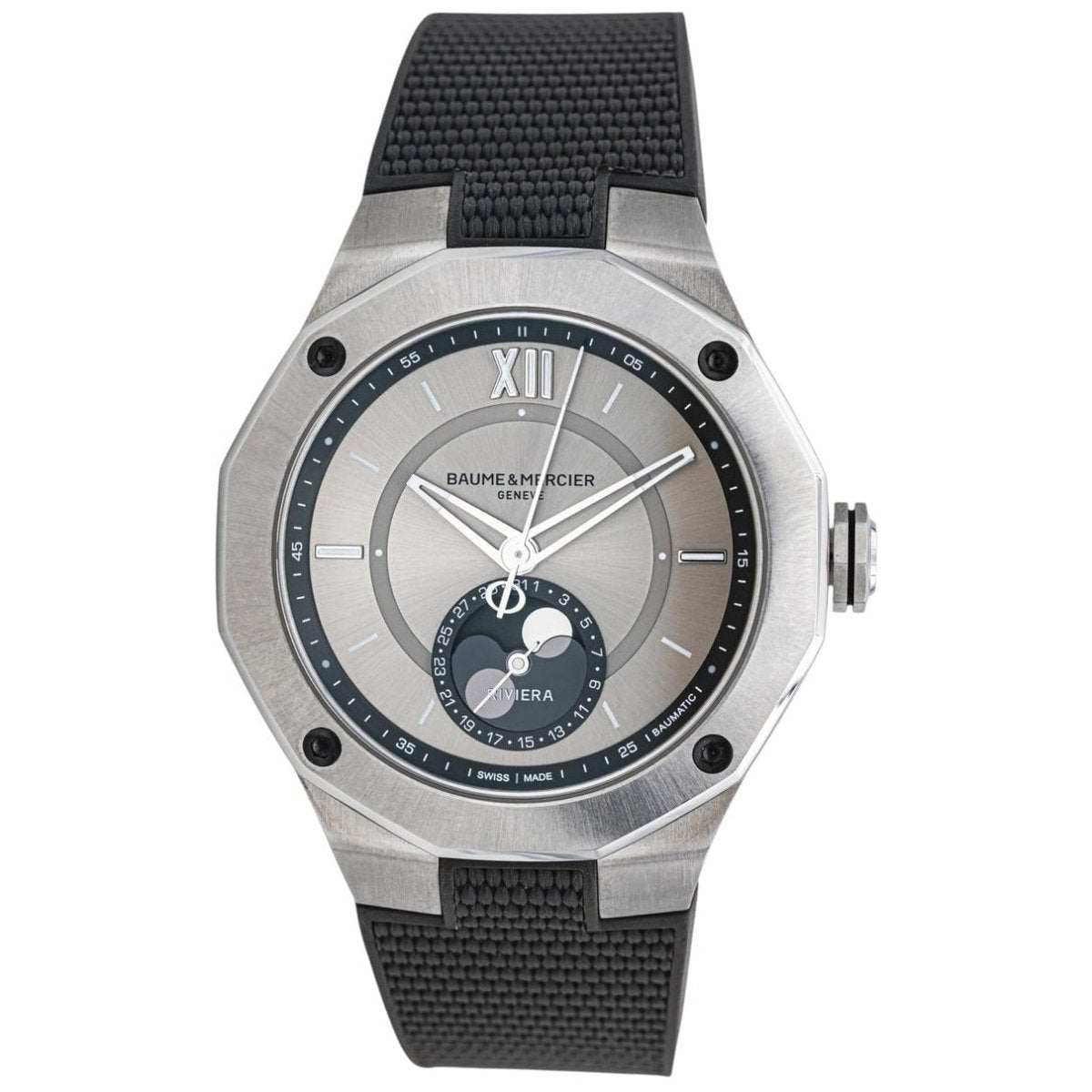 Montre BAUME & MERCIER "Riviera" en acier et caoutchouc - Castafiore