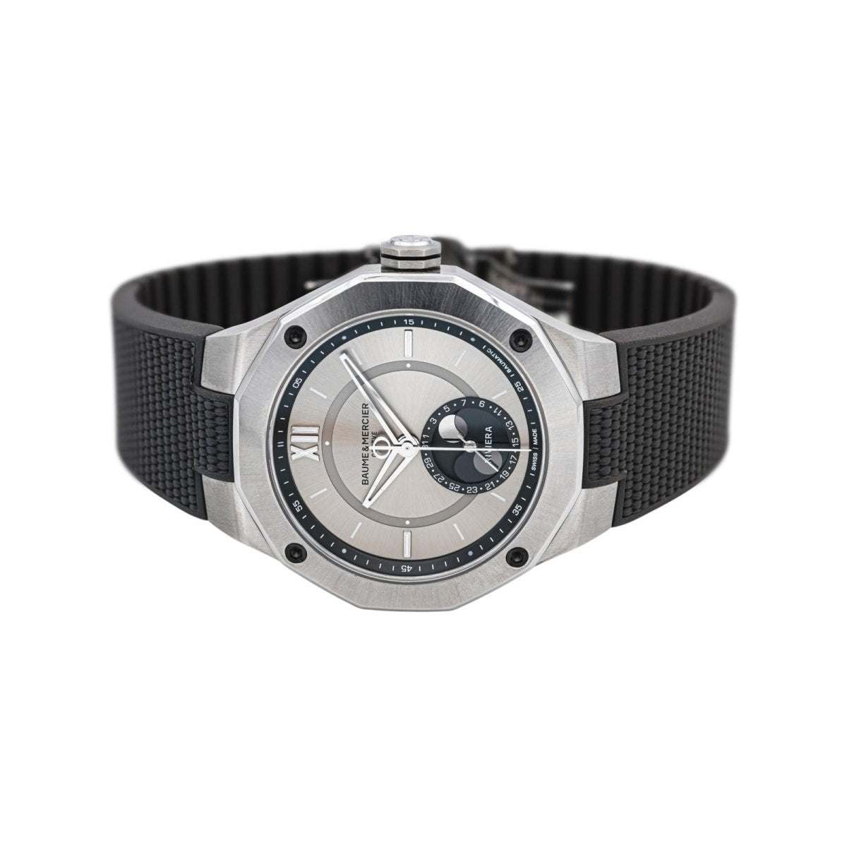 Montre BAUME & MERCIER "Riviera" en acier et caoutchouc - Castafiore