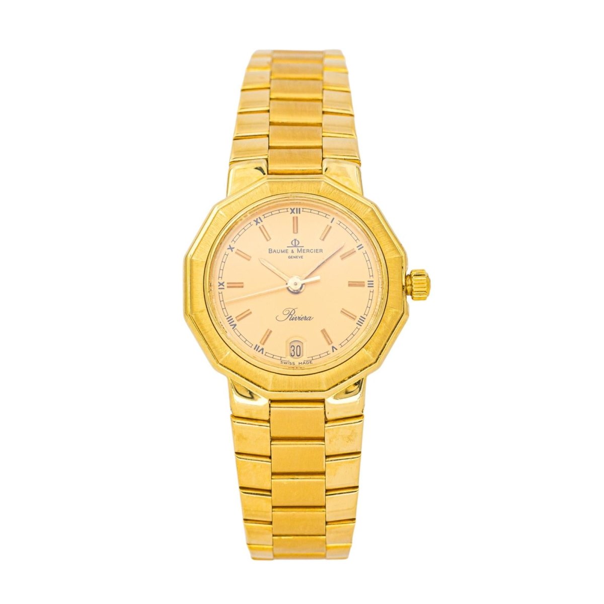 Montre BAUME & MERCIER "Riviera" en or jaune et quartz - Castafiore