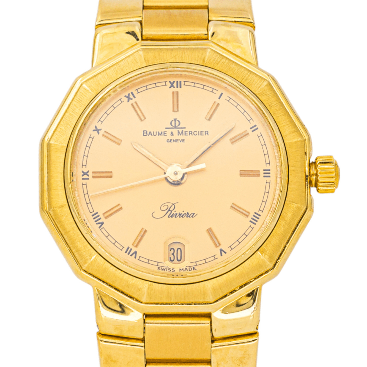 Montre BAUME & MERCIER "Riviera" en or jaune et quartz - Castafiore