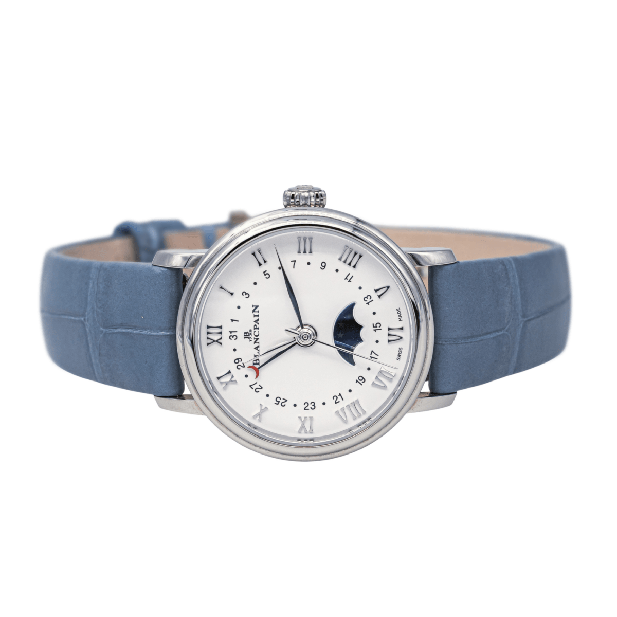 Montre BLANCPAIN "Villeret" en acier, saphir et cuir - Castafiore
