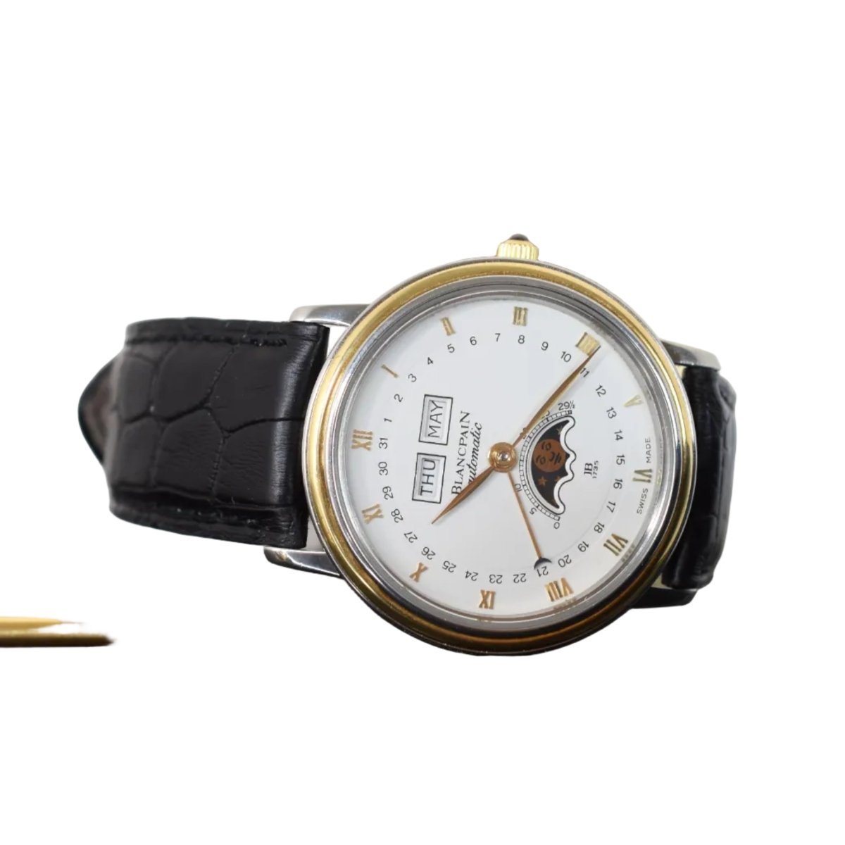 Montre BLANCPAIN "Villeret" en or jaune, acier et cuir - Castafiore