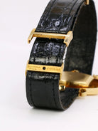 Montre BOUCHERON or jaune diamants bracelet cuir noir - Castafiore