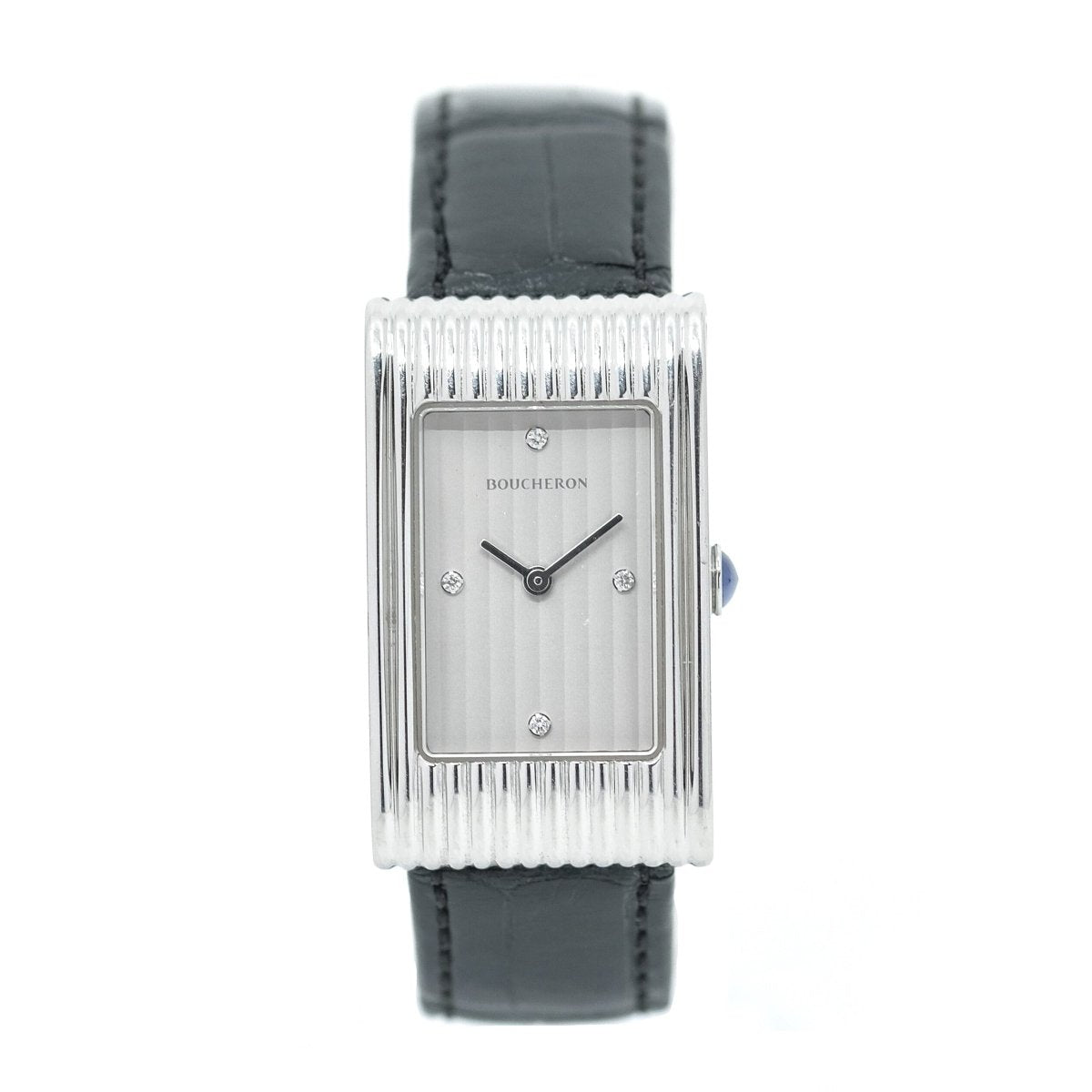 Montre BOUCHERON "Reflet" en acier, cuir et diamants - Castafiore