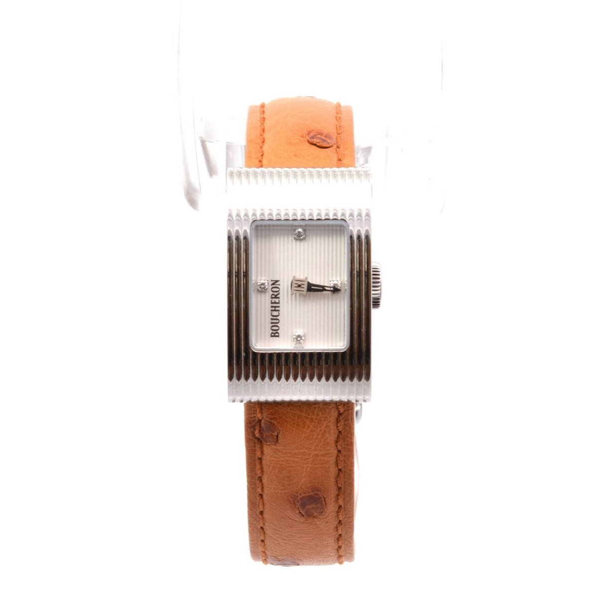 Montre BOUCHERON "Reflet" en cuir, quartz et saphir - Castafiore