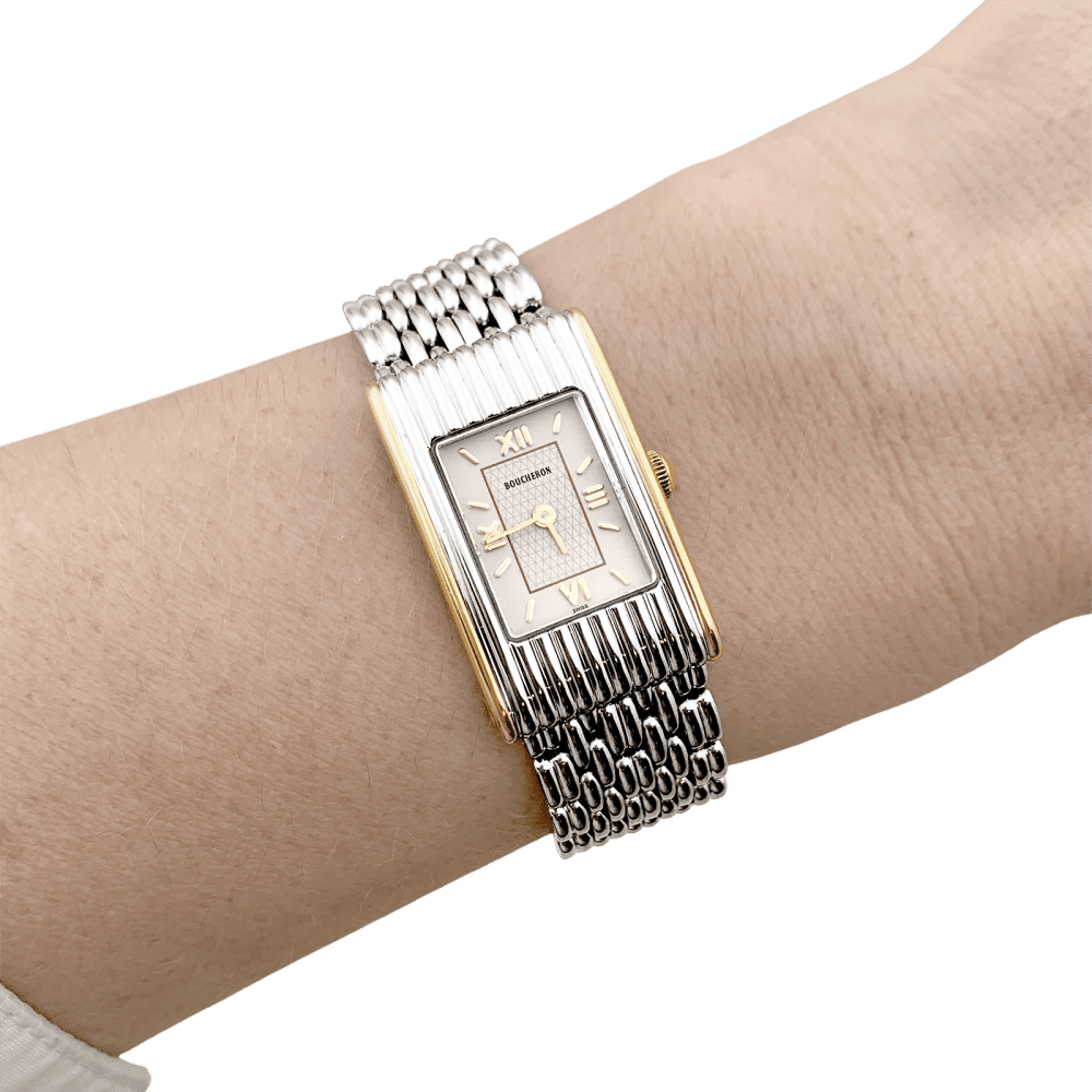 Watch Boucheron, "Reflet", steel and yellow gold.