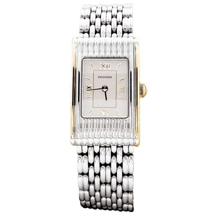 Watch Boucheron, "Reflet", steel and yellow gold.