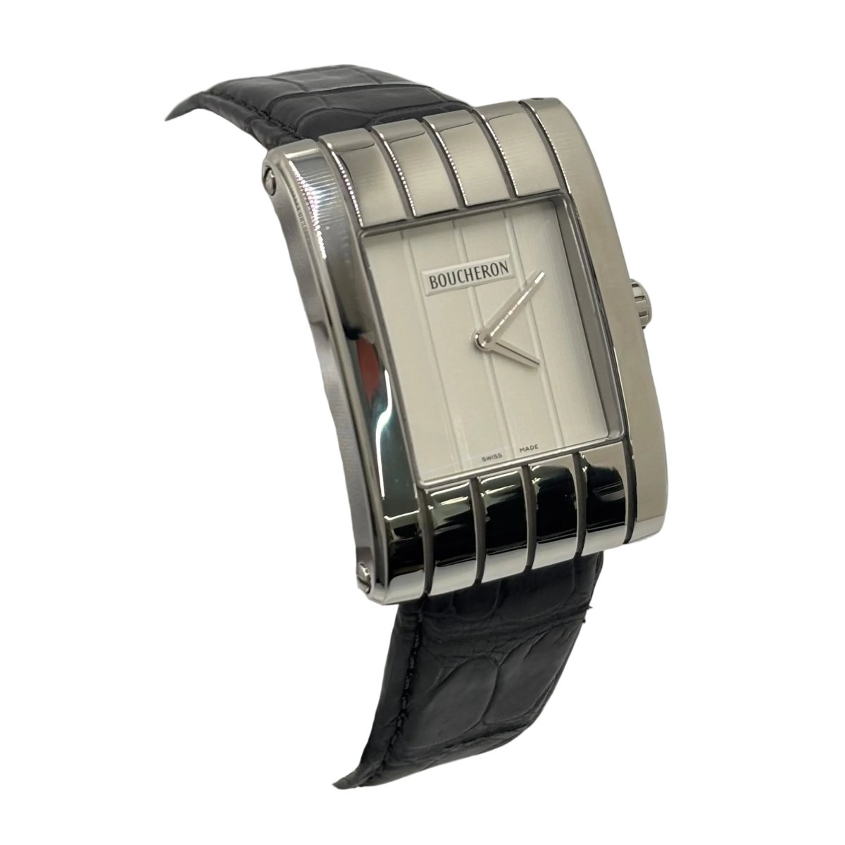 Montre BOUCHERON "Reflet Icare Parallèle" en acier et cuir - Castafiore