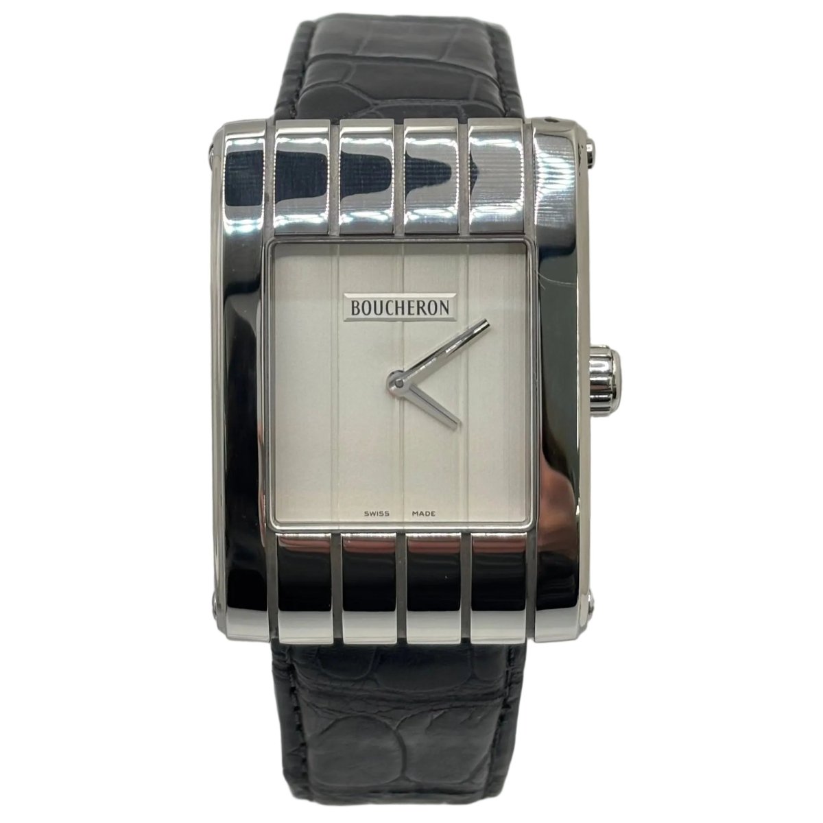 Montre BOUCHERON "Reflet Icare Parallèle" en acier et cuir - Castafiore