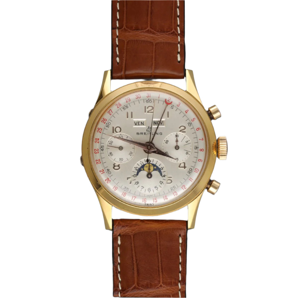 Montre Breitling Datora mécanique de 1958 en laminé. 38 mm. ref : 804. Première main, boite, papiers et facture d'origine. - Castafiore