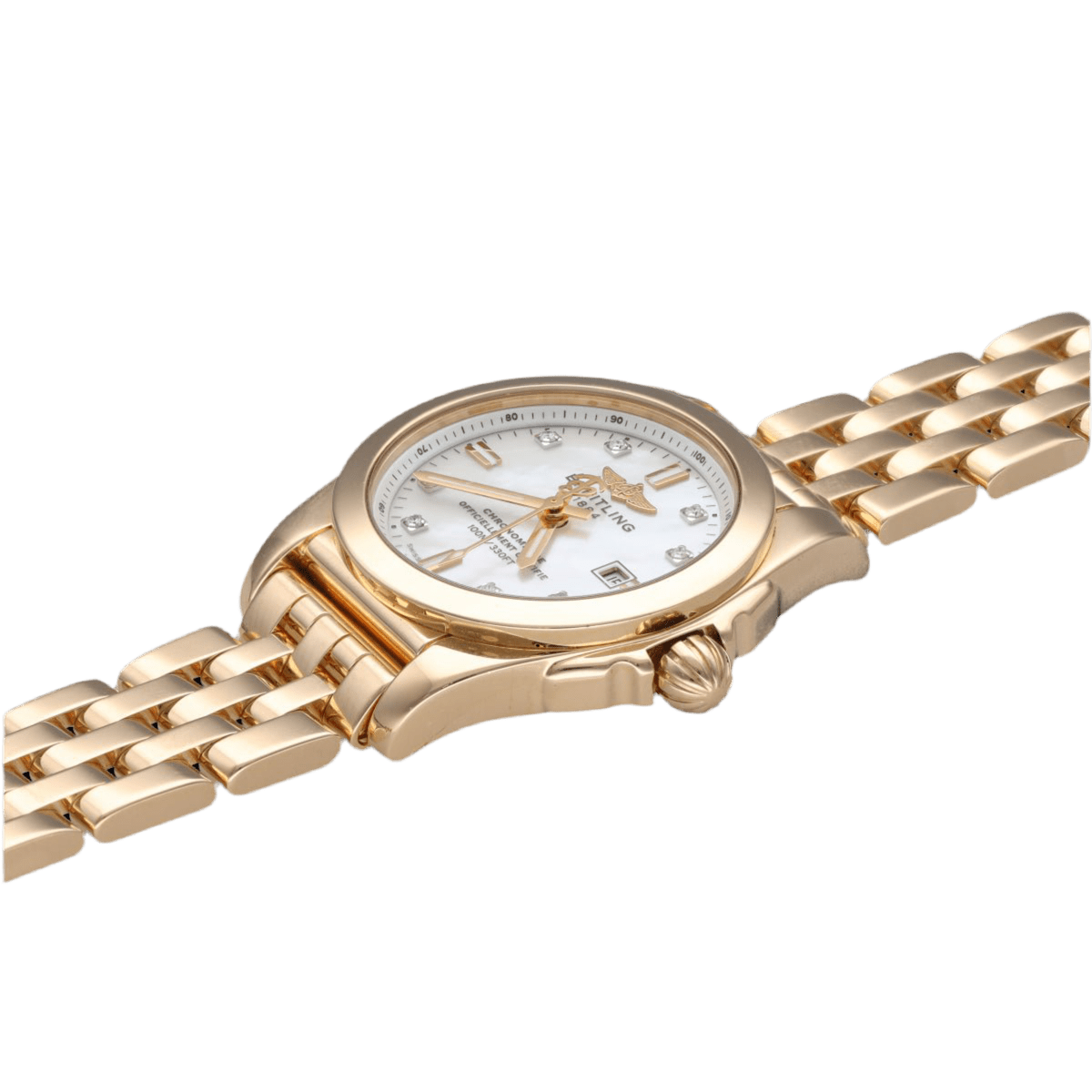Montre BREITLING "Lady Galactic" en or rose, nacre, quartz et diamant - Castafiore