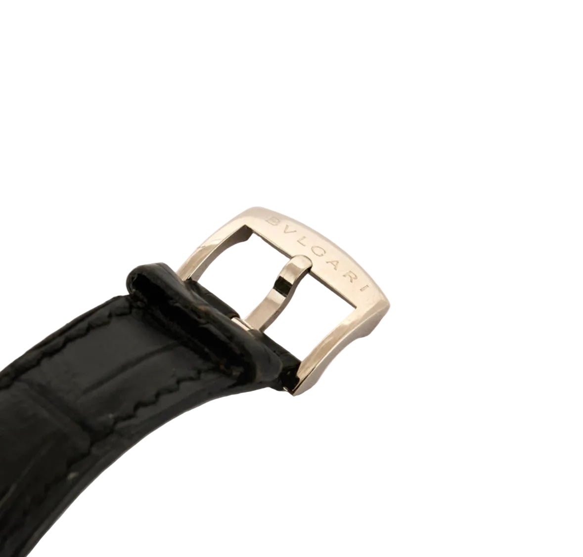 Montre BULGARI "Retrangolo" en or blanc, cuir, quartz et diamants - Castafiore