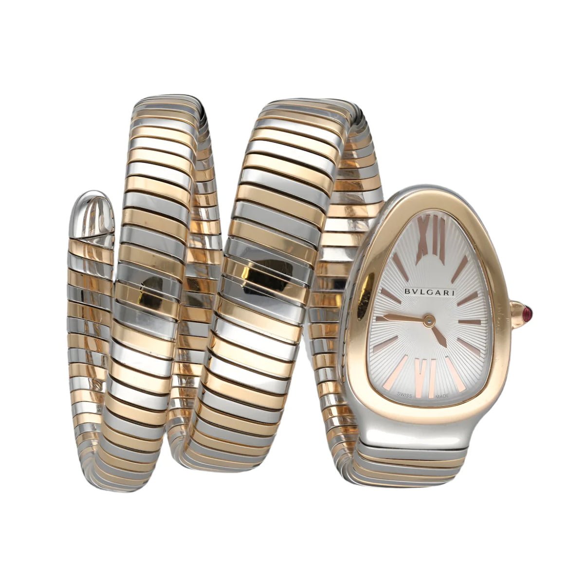Montre BULGARI "Serpenti Tubogas" en or rose et acier - Castafiore