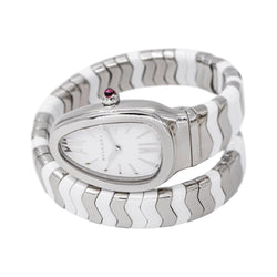 Montre BULGARI "Spiga" en acier, céramique et spinelle - Castafiore