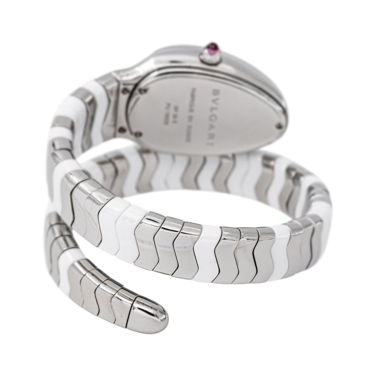 Montre BULGARI "Spiga" en acier, céramique et spinelle - Castafiore