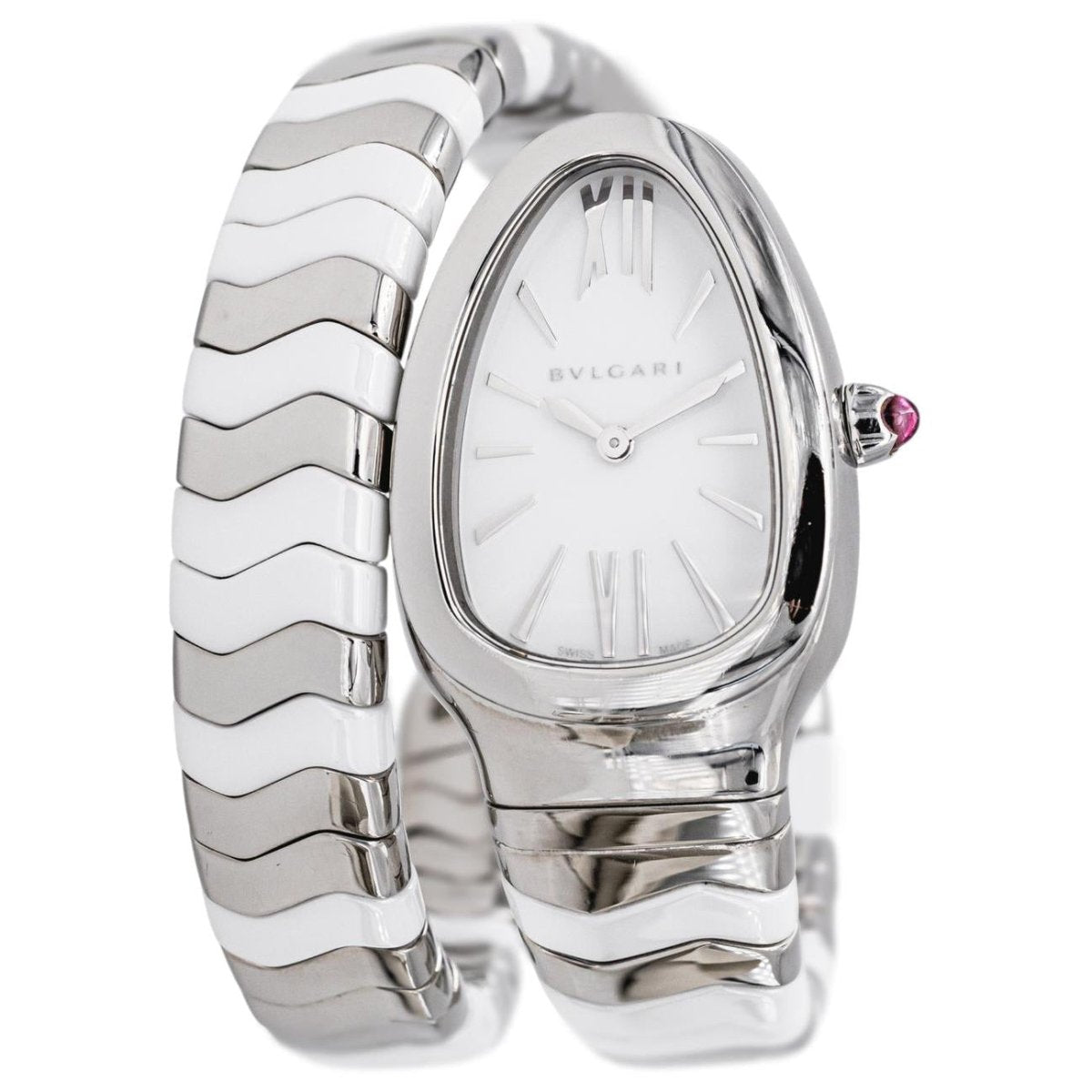 Montre BULGARI "Spiga" en acier, céramique et spinelle - Castafiore