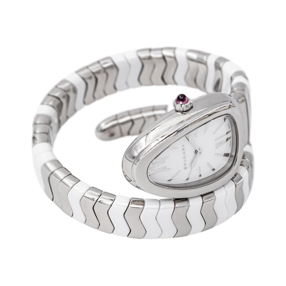 Montre BULGARI "Spiga" en acier, céramique et spinelle - Castafiore