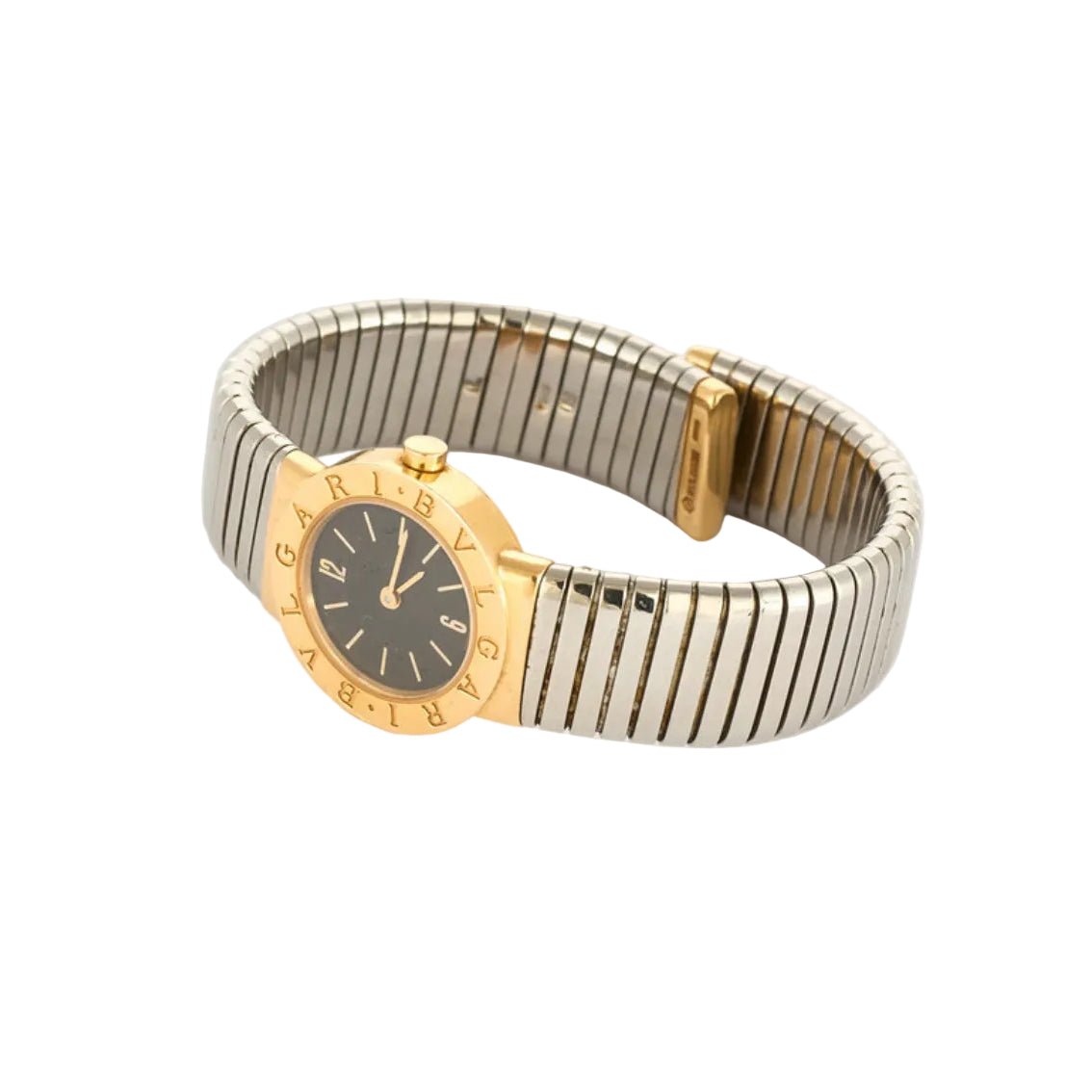 Montre BULGARI "Tubogas" en or jaune, acier et quartz - Castafiore