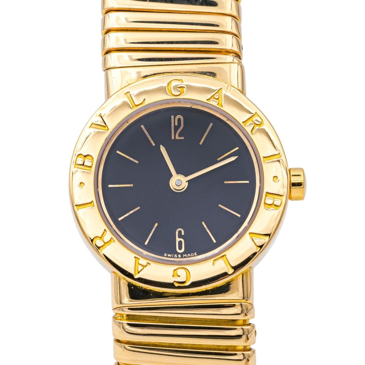 Montre BULGARI "Tubogas" en or jaune, quartz et saphir - Castafiore
