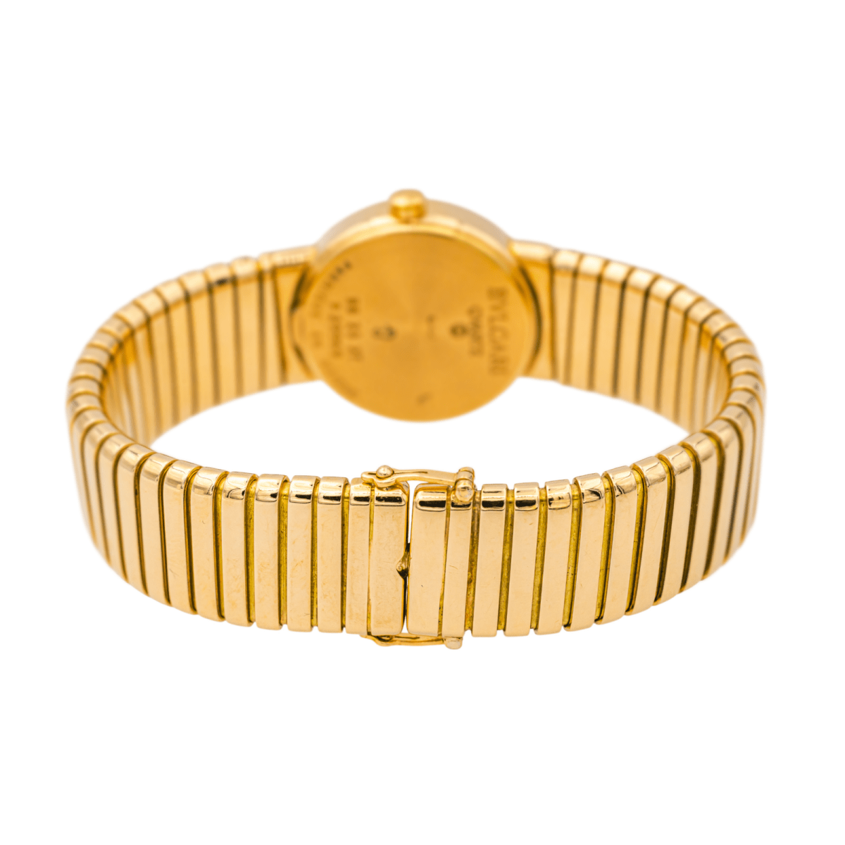 Montre BULGARI "Tubogas" en or jaune, quartz et saphir - Castafiore