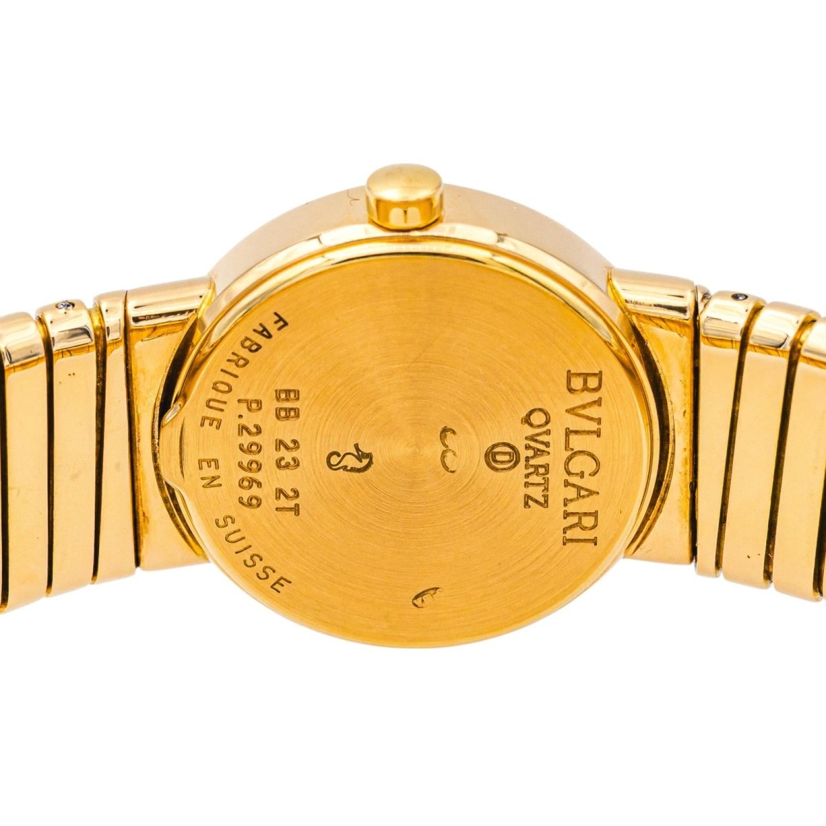 Montre BULGARI "Tubogas" en or jaune, quartz et saphir - Castafiore