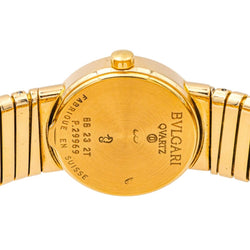 Montre BULGARI "Tubogas" en or jaune, quartz et saphir - Castafiore