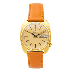 Montre BULOVA "Accutron" en or jaune, cuir et quartz - Castafiore