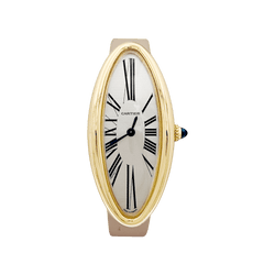 Watch Cartier, "Baignoire Allongée", rose gold, leather.