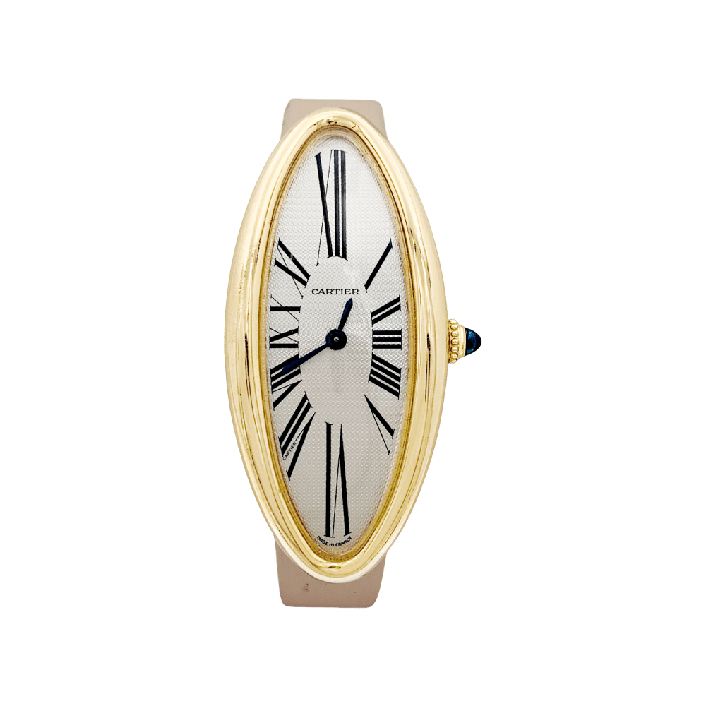 Watch Cartier, "Baignoire Allongée", rose gold, leather.