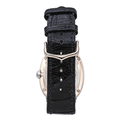 Montre CARTIER "Baignoire" en or blanc, saphir et cuir - Castafiore