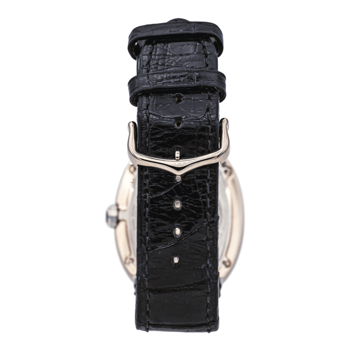 Montre CARTIER "Baignoire" en or blanc, saphir et cuir - Castafiore