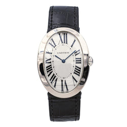Montre CARTIER "Baignoire" en or blanc, saphir et cuir - Castafiore
