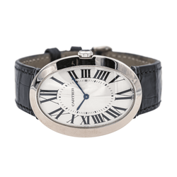 Montre CARTIER "Baignoire" en or blanc, saphir et cuir - Castafiore