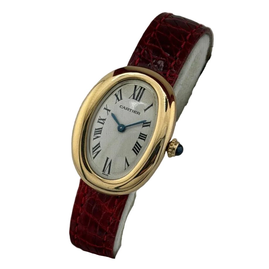 Montre CARTIER "Baignoire" en or jaune et cuir - Castafiore