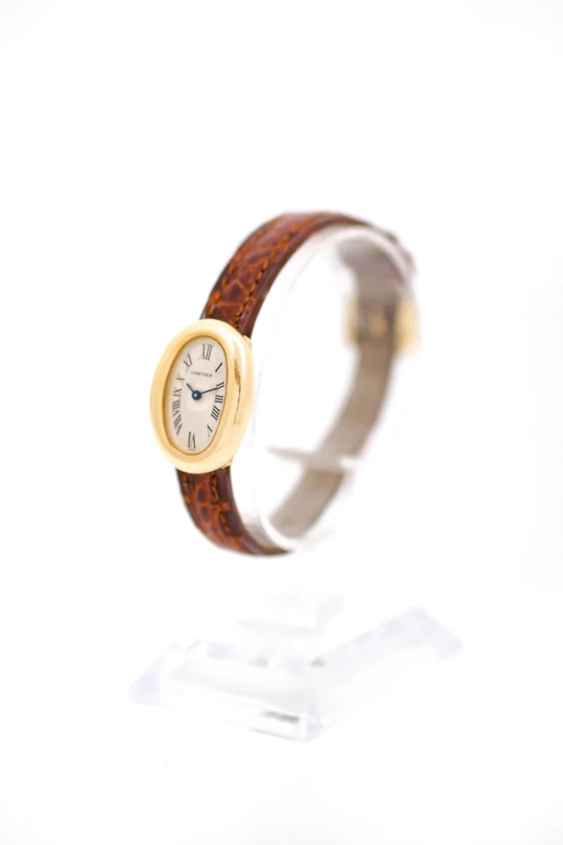 Montre CARTIER "Baignoire" en or jaune et cuir - Castafiore